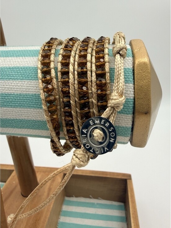 Victoria Emerson Jewelry - Victoria Emerson Brown Brass Bead Long Wrap Bracelet